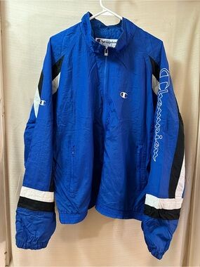 Vintage Champion 90s Y2K Windbreaker Track Jacket Big Logo Spellout Men’s